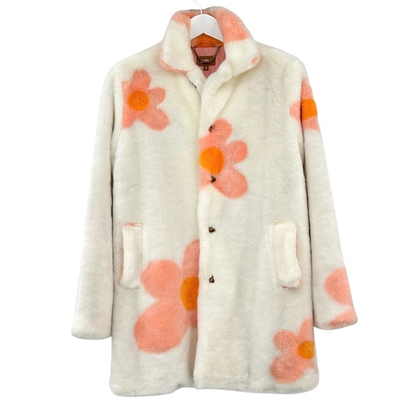 Golf Wang AW18 Le Fleur Coat RARE White Faux Fur Floral Coat sz S